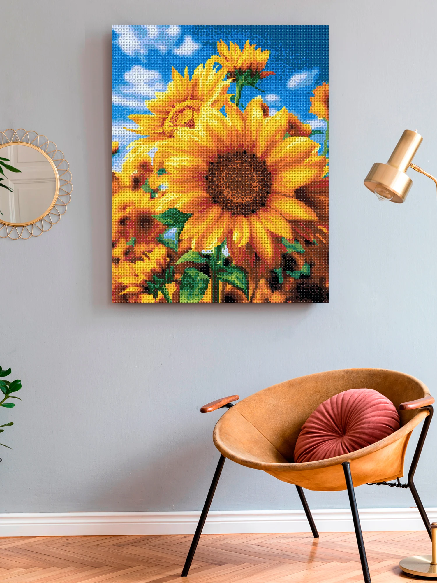 Садовые подсолнухи Алмазная мозаика на подрамнике 40х50 "Art on Canvas"