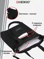Сумка шоппер Heikki, женская, через плечо, шопер на молнии с карманами, вельвет, черный