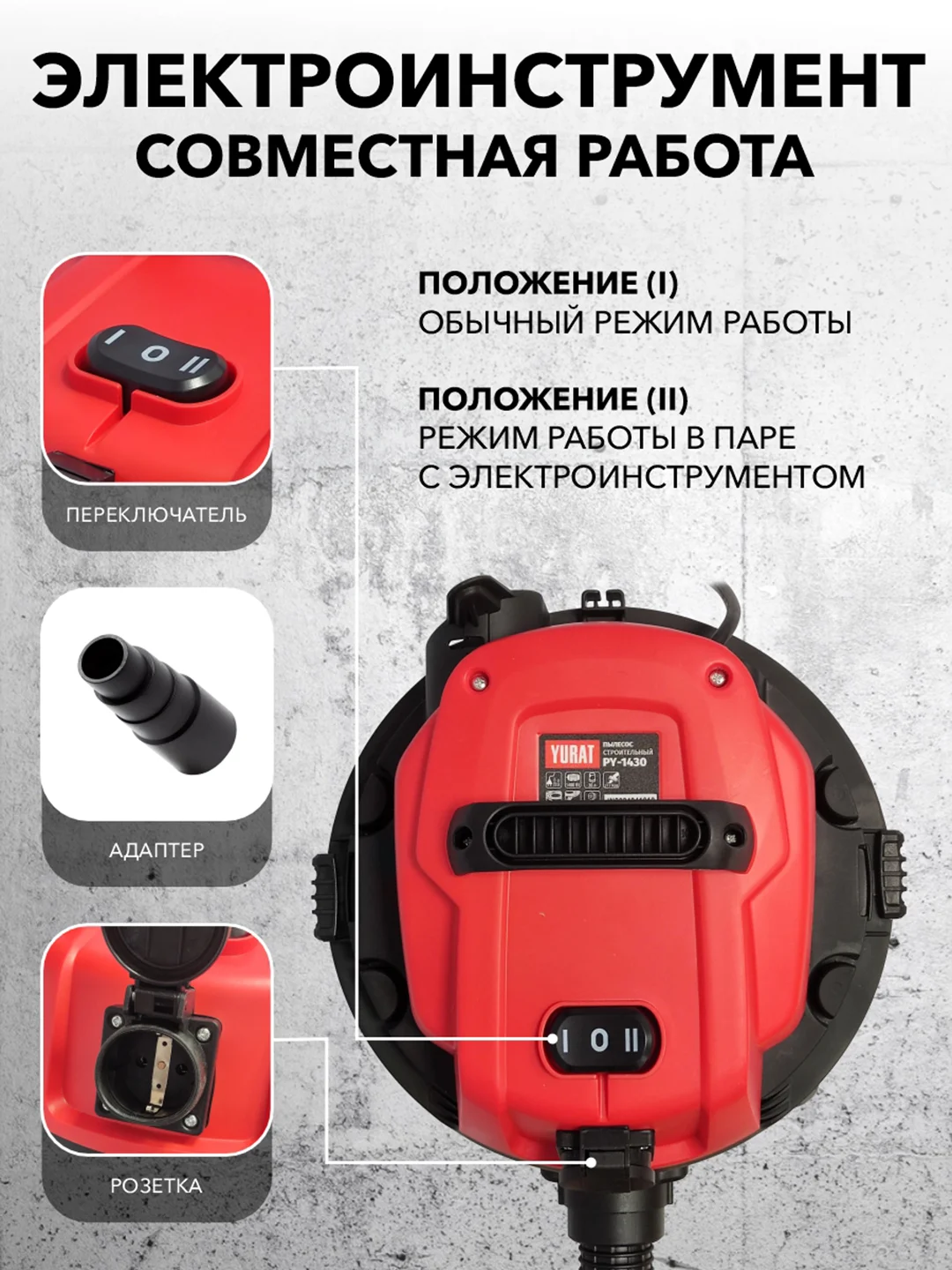 Пылесос строительный YURAT PY-1430