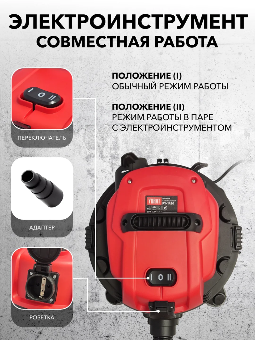Пылесос строительный YURAT PY-1420