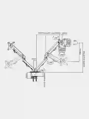 Кронштейн для двух мониторов настольный, 17"-27", до 14 кг, Sonnen, 455945