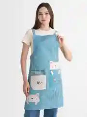 Морской фартук кухонный в клетку с карманами, не промокаемый