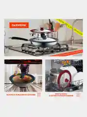 Крышка для любой сковороды и кастрюли универсальная 3 размера (22-24-26см) бордовая