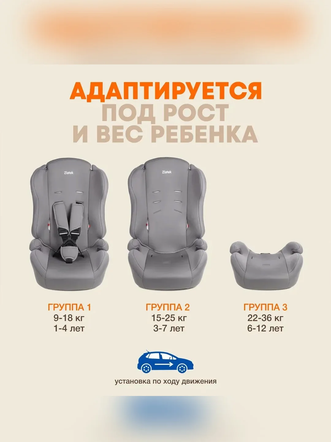 Автокресло детское Zlatek ZL513 Basic, от 9 до 36 кг, бордо
