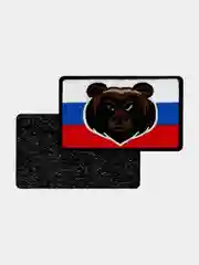 Черный нашивка шеврон на одежду Флаг России, на липучке