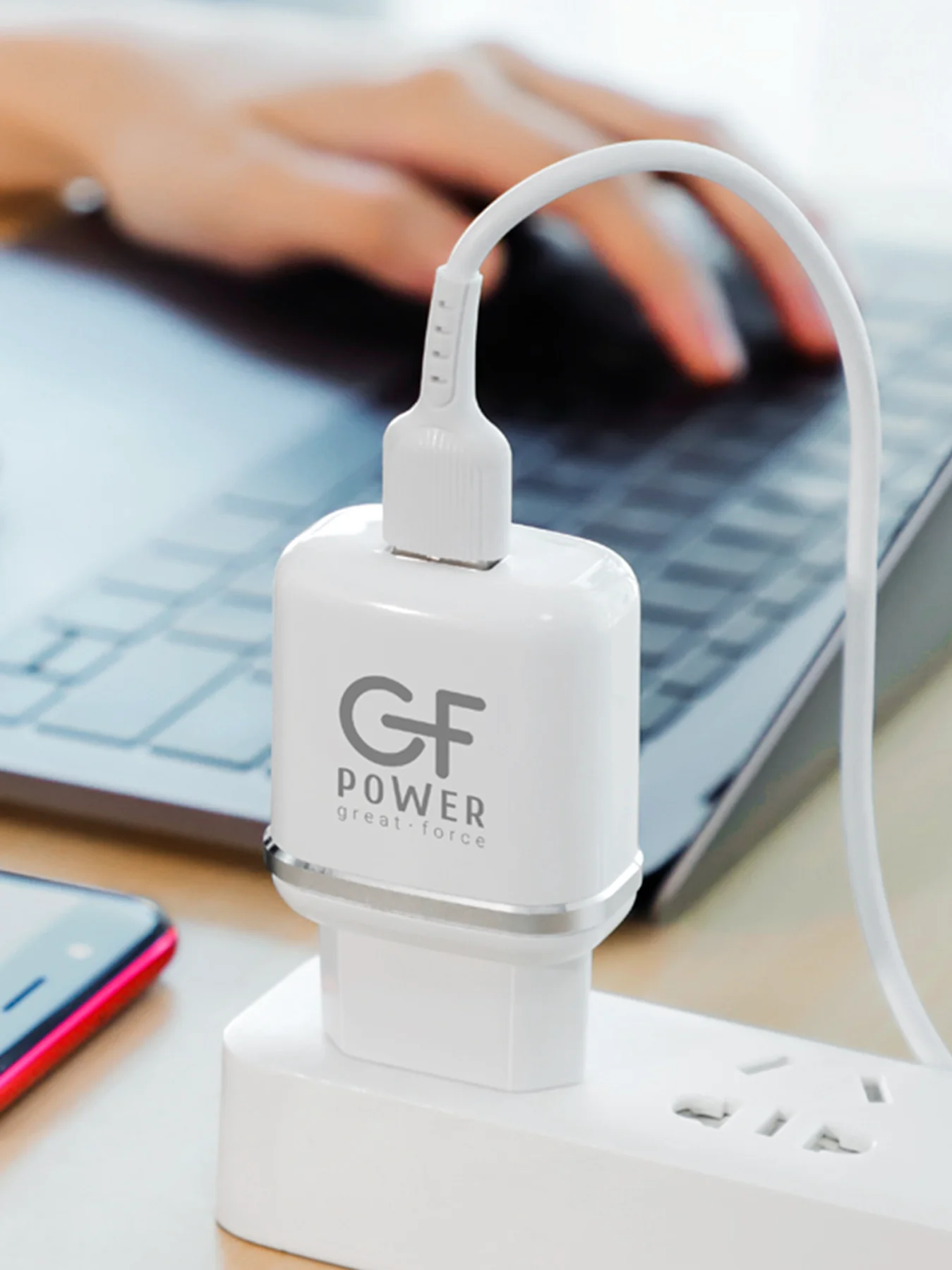 Белый сетевое зарядное устройство GFPower GF22, USB, QC3.0, 18Вт