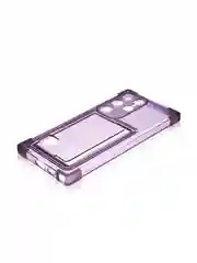 Фиолетовый чехол для Samsung Galaxy S24 Ultra противоударный ROSCO силиконовый с карманом для карт