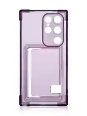 Фиолетовый чехол для Samsung Galaxy S24 Ultra противоударный ROSCO силиконовый с карманом для карт