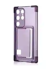 Фиолетовый чехол для Samsung Galaxy S24 Ultra противоударный ROSCO силиконовый с карманом для карт