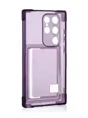 Фиолетовый чехол для Samsung Galaxy S24 Ultra противоударный ROSCO силиконовый с карманом для карт