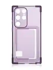 Фиолетовый чехол для Samsung Galaxy S24 Ultra противоударный ROSCO силиконовый с карманом для карт