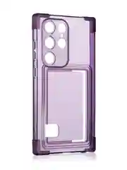 Фиолетовый чехол для Samsung Galaxy S24 Ultra противоударный ROSCO силиконовый с карманом для карт