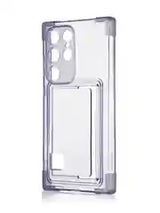 Лавандовый чехол для Samsung Galaxy S24 Ultra противоударный ROSCO силиконовый с карманом для карт