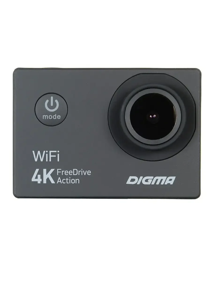 Черный видеорегистратор автомобильный с камерой Digma FreeDrive Action 4K WiFi, черный