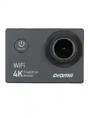 Черный видеорегистратор автомобильный с камерой Digma FreeDrive Action 4K WiFi, черный