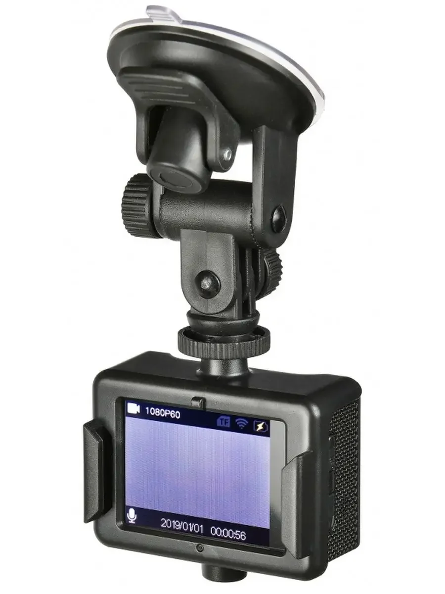 Черный видеорегистратор автомобильный с камерой Digma FreeDrive Action 4K WiFi, черный