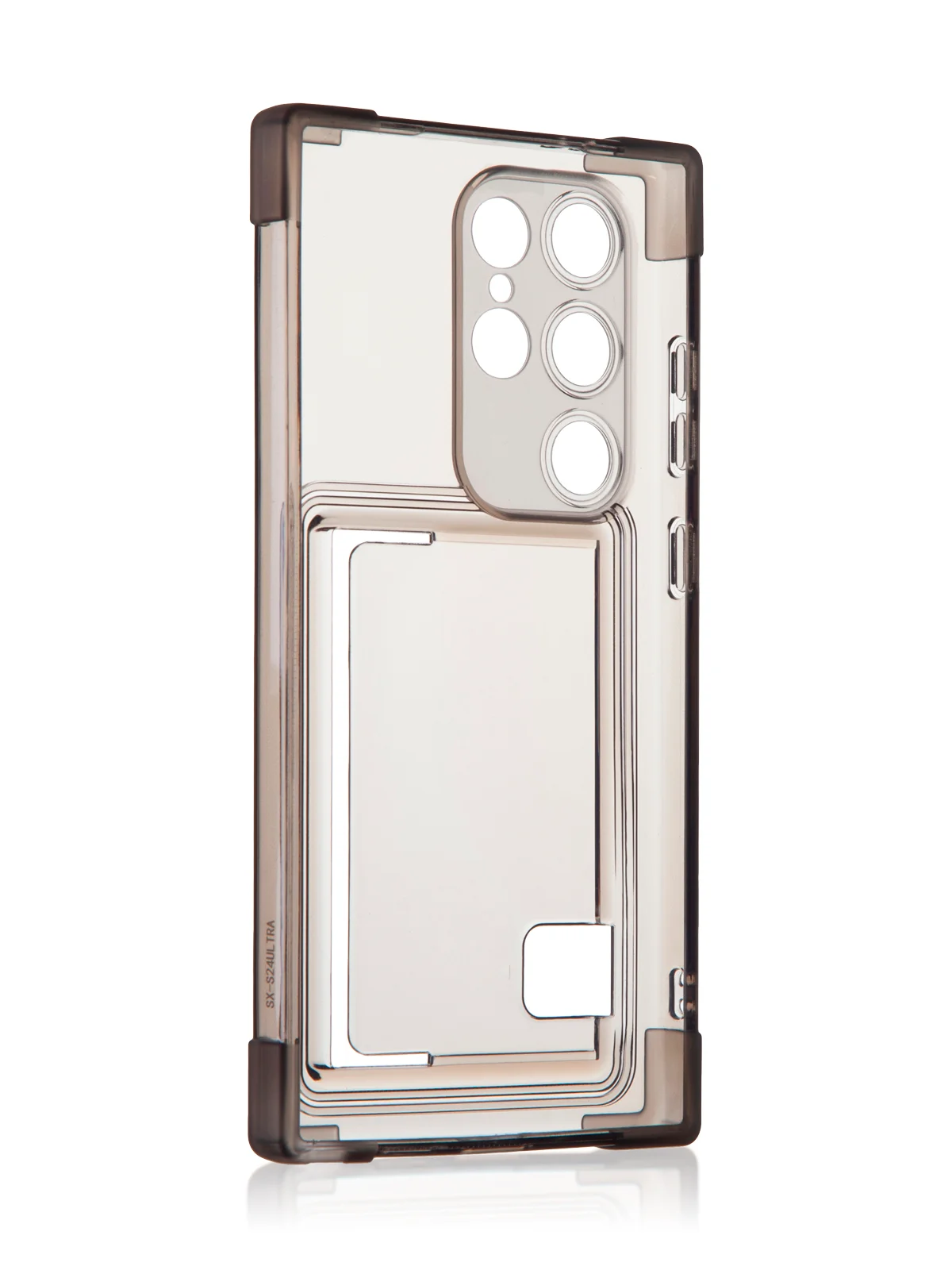 Черный чехол для Samsung Galaxy S24 Ultra противоударный ROSCO силиконовый с карманом для карт