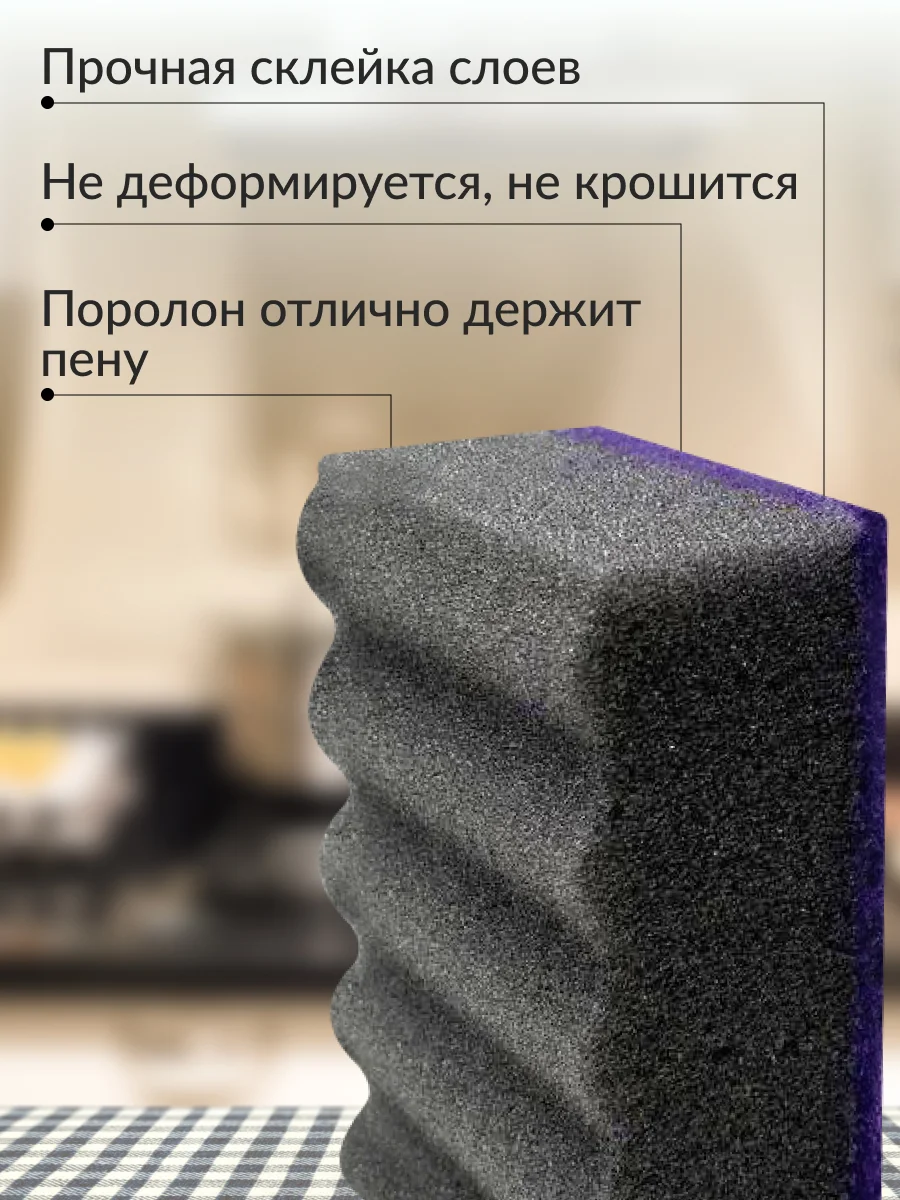 Губка для мытья посуды Jundo Black Cube Profi Grill 4 штуки