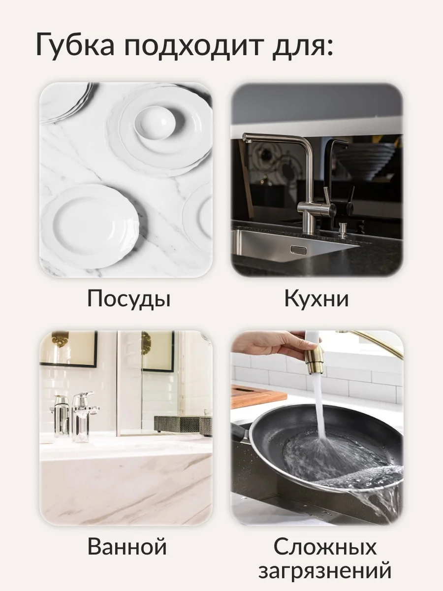 Губка для мытья посуды Jundo Kitchen Sponges Multi Wave bubble effect 5 штук