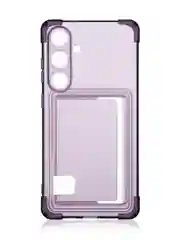 Фиолетовый чехол для Samsung Galaxy S24 Plus противоударный ROSCO силиконовый с карманом для карт