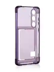 Фиолетовый чехол для Samsung Galaxy S24 Plus противоударный ROSCO силиконовый с карманом для карт