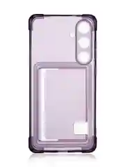 Фиолетовый чехол для Samsung Galaxy S24 Plus противоударный ROSCO силиконовый с карманом для карт