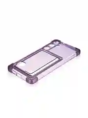 Фиолетовый чехол для Samsung Galaxy S24 Plus противоударный ROSCO силиконовый с карманом для карт