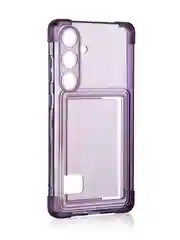 Фиолетовый чехол для Samsung Galaxy S24 Plus противоударный ROSCO силиконовый с карманом для карт