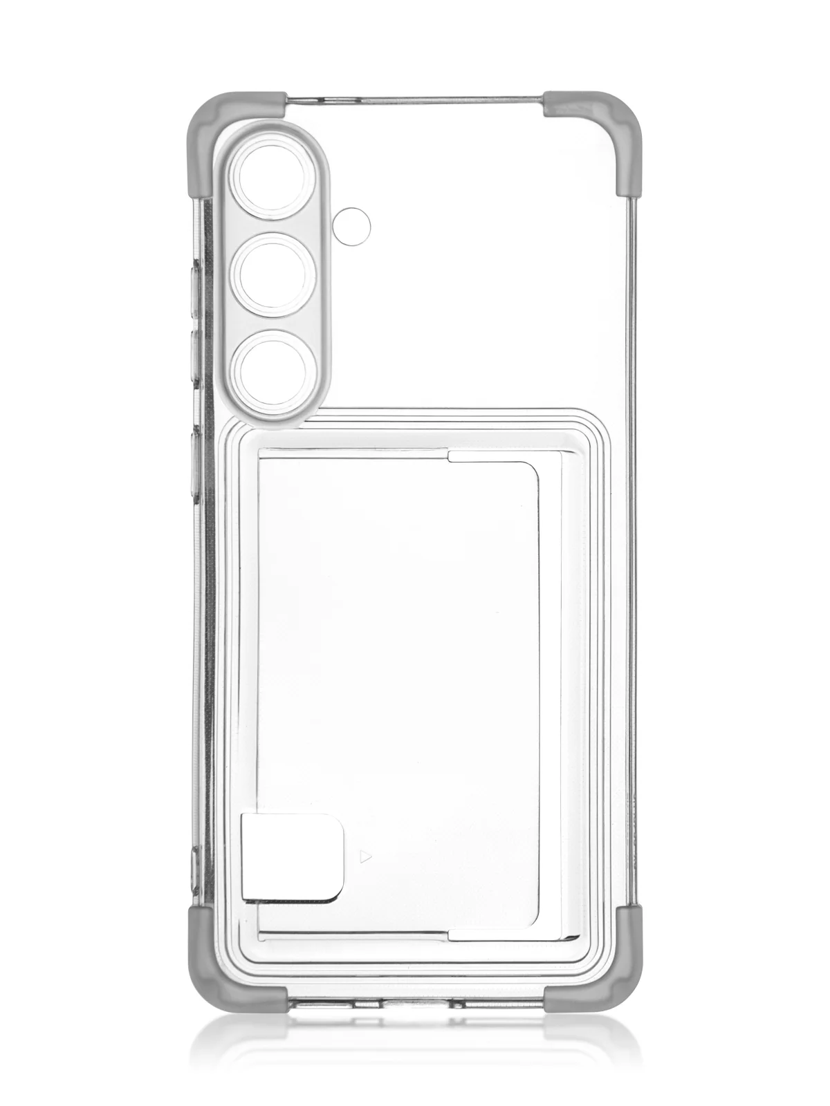 Прозрачный чехол для Samsung Galaxy S24 Plus противоударный ROSCO силиконовый с карманом для карт