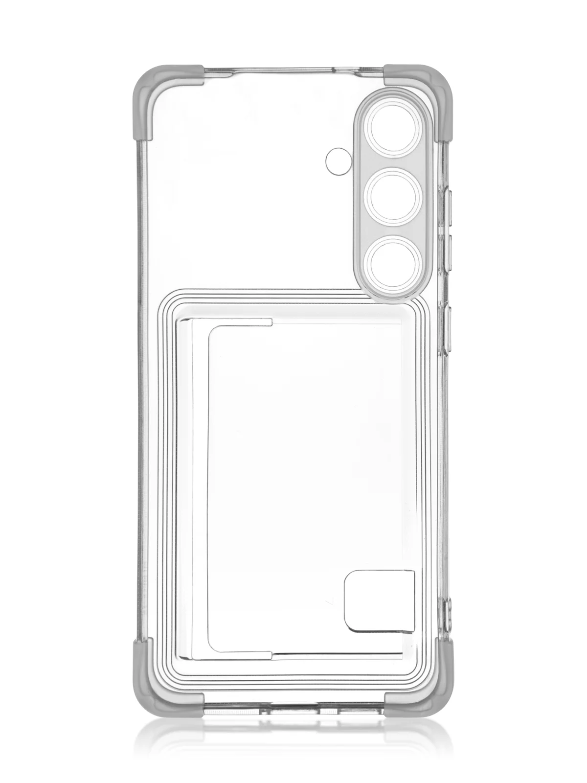 Прозрачный чехол для Samsung Galaxy S24 Plus противоударный ROSCO силиконовый с карманом для карт