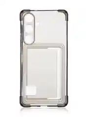 Фиолетовый чехол для Samsung Galaxy S24 Plus противоударный ROSCO силиконовый с карманом для карт