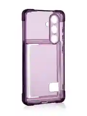 Фиолетовый чехол для Samsung Galaxy S24 противоударный ROSCO силиконовый с карманом для карт