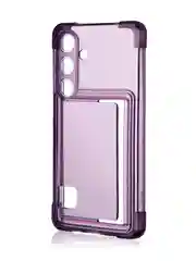 Фиолетовый чехол для Samsung Galaxy S24 противоударный ROSCO силиконовый с карманом для карт