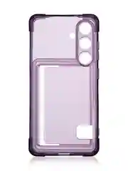 Фиолетовый чехол для Samsung Galaxy S24 противоударный ROSCO силиконовый с карманом для карт