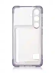 Лавандовый чехол для Samsung Galaxy S24 противоударный ROSCO силиконовый с карманом для карт