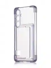 Лавандовый чехол для Samsung Galaxy S24 противоударный ROSCO силиконовый с карманом для карт