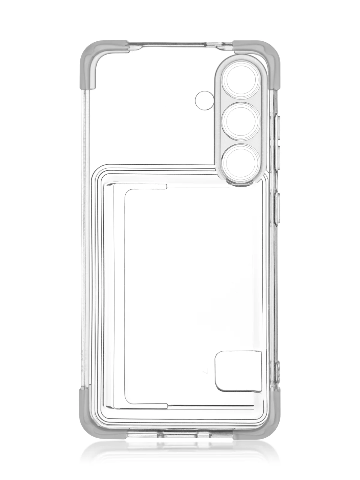 Прозрачный чехол для Samsung Galaxy S24 противоударный ROSCO силиконовый с карманом для карт