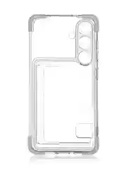 Прозрачный чехол для Samsung Galaxy S24 противоударный ROSCO силиконовый с карманом для карт