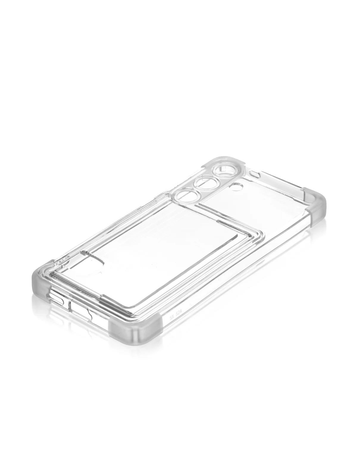 Прозрачный чехол для Samsung Galaxy S24 противоударный ROSCO силиконовый с карманом для карт