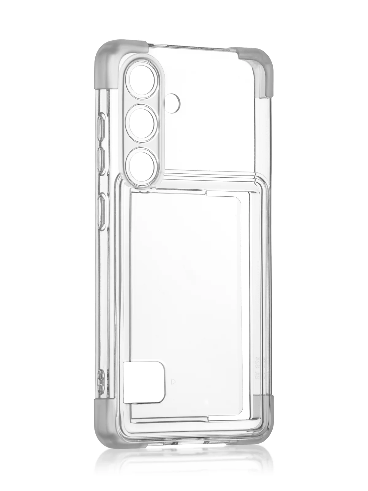 Прозрачный чехол для Samsung Galaxy S24 противоударный ROSCO силиконовый с карманом для карт