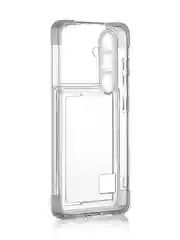 Прозрачный чехол для Samsung Galaxy S24 противоударный ROSCO силиконовый с карманом для карт