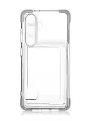 Прозрачный чехол для Samsung Galaxy S24 противоударный ROSCO силиконовый с карманом для карт