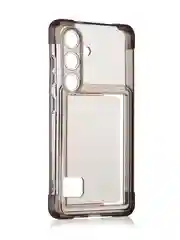 Черный чехол для Samsung Galaxy S24 противоударный ROSCO силиконовый с карманом для карт