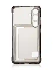 Черный чехол для Samsung Galaxy S24 противоударный ROSCO силиконовый с карманом для карт