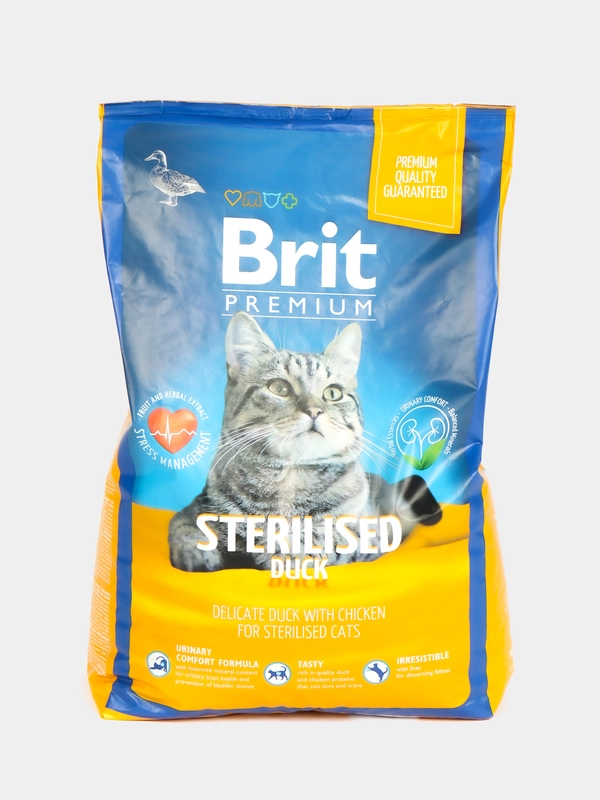 BRIT PREMIUM, Сухой корм с уткой и кур. д/стерил. кош "Cat Sterilised Duck&Chicken", 8 кг