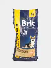 BRIT PREMIUM, Сухой корм с курицей для взрослых собак "Dog Adult Medium", 15 кг