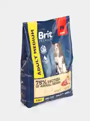 BRIT PREMIUM, Сухой корм с индейкой и телятиной для собак "Dog Adult Medium", 8 кг