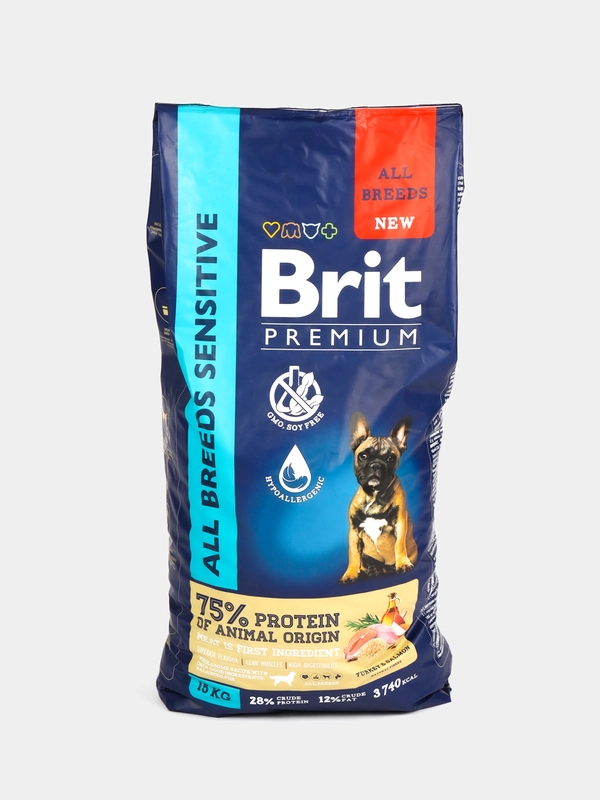 BRIT PREMIUM, Сухой корм с лососем и индейкой для собак "Dog Sensitive", 15 кг