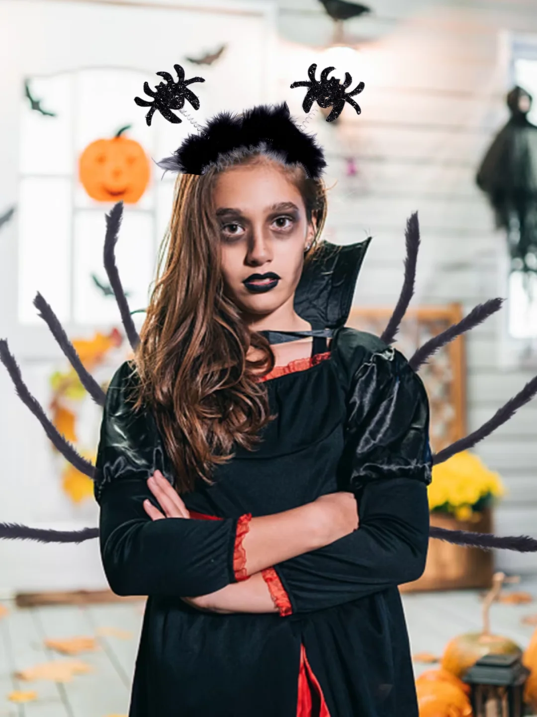 Карнавальный ободок на Хэллоуин Halloween с пауками и тыквами, на утренник