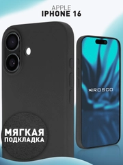 Чехол для Apple iPhone 16 силиконовый Rosco матовый с мягкой подкладкой, микрофиброй
